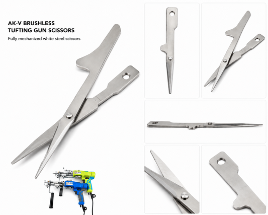 Replacement scissors for maintaining a compatible AK-V tufting gun