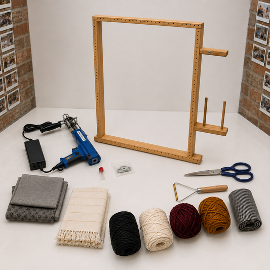 Beginner tufting setup for making a first rug